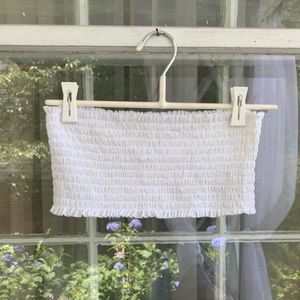 Smocked white bandeau/tube top